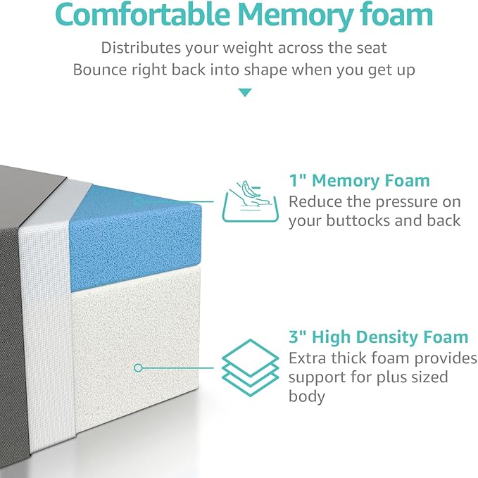 YENING Memory Foam Outdoor Chair Cushions Waterproof 4 Inch Extra Thick Patio Seat Pads for Furniture 20x20 Grey Set of 2