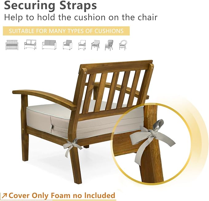 Porch Shield Outdoor Cushion Slipcovers Set 4 Waterproof Fade Resistant Patio Chair Seat Cushion Covers 22 x 20 x 4 inch, Beige