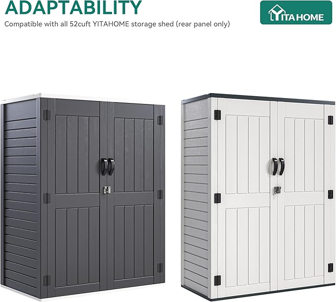 YITAHOME Metal Storage Shed Shelves for 59 cuft Vertical Outdoor Storage Shed，2PCS Space-Saving Waterproof Shelf with 8 Screws for Outdoor Storage Sheds, 51 inx13.8 in, Easy Assembly, 22 lbs, Black