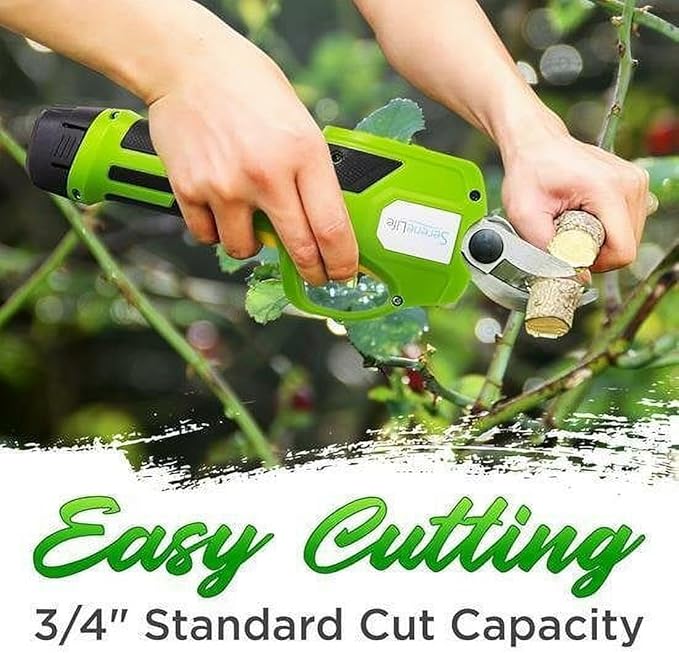 Power Pruner Electric Metal Shears - 7.2v Lithium-ion Rechargeable Battery Powered Electric Pruning Shears Garden Trimmer - Hand Held Cordless Tree Branch Cutter w/Safety Switch - SereneLife PSPR170