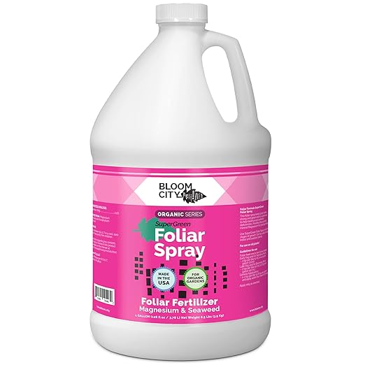 Bloom City Supergreen Organic Kelp Foliar Spray – Liquid Plant Supplement for Faster Nutrient Uptake, Greener Leaves & Vigorous Growth, 1 Gallon