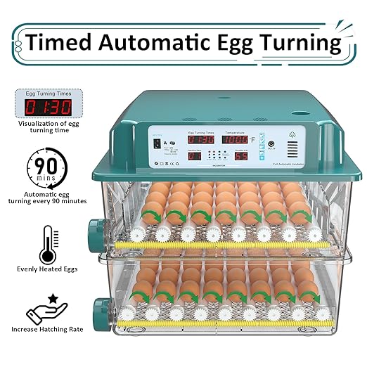 Incubators for Hatching Eggs 120, Chicken Egg Incubator with Automatic Egg Turning and Humidity Display, Temperature Control with 5 Automatic Incubation Modes, Incubation Day Counter