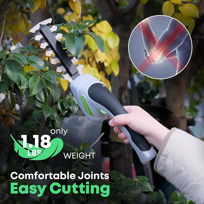 2-in-1 Cordless Hedge Trimmer, Handheld Hedge Trimmer & Cordless Grass Shear with 2.0Ah Rechargeable Battery and Type-C Cable – Electric Grass Trimmer for Garden, Yard, and Lawn