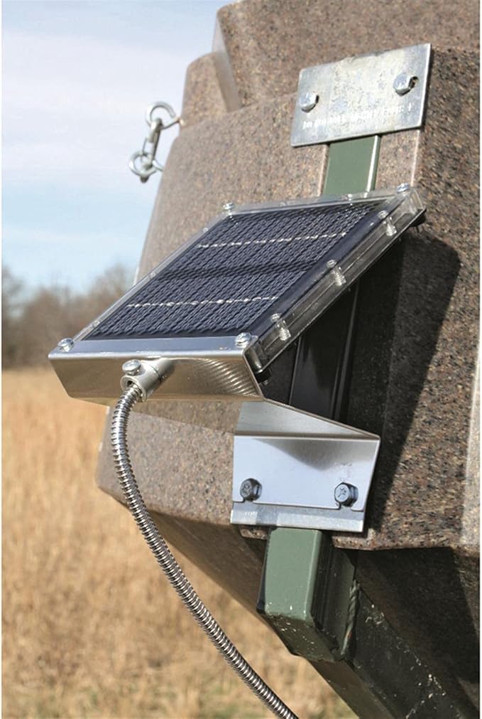 BOSS Buck 12V Solar Panel/Universal Versatile Durable Pre-Assembled Battery Charger for Deer Feeder/Mounting Bracket, Hardware & Wire Guard Included,Black
