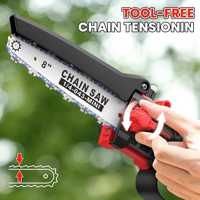 Upgraded 2-in-1 Cordless Pole Saw & 8 Inch Mini Chainsaw, Battery Powered Tree Trimmer with 6.6ft(2m) Extension Pole, 21V 4.0Ah x2 Batteries, Electric Chainsaw for Branch, Limb & Wood Cutting