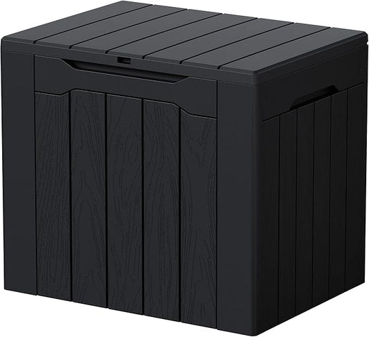 Devoko 29 Gallon Waterproof Outdoor Storage Box Resin Deck Box Lockable and UV Resistant for Patio Furniture, Garden Tools (Black, 29 Gallon)