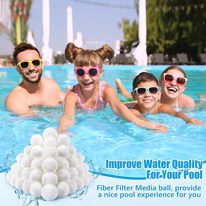 MJZ Pool Filter Balls for Sand Filter, 4.4 Lbs Reusable Sand Filter Balls for Swimming Pools, Efficient Eco-Friendly Polysphere Pool Filtration Balls, Pool Filter Balls Media for Sand Pump