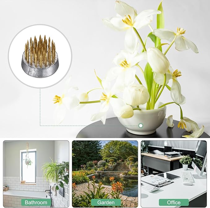 M METERXITY 24-Pack Flower Frog 0.9" Round Brass Flower Pins Flower Frog Holder Flower Arranger Fixed Tools Floral Frog for Arrangements Vase/Plant Decoration/Home Decor [1.1cm Pins]