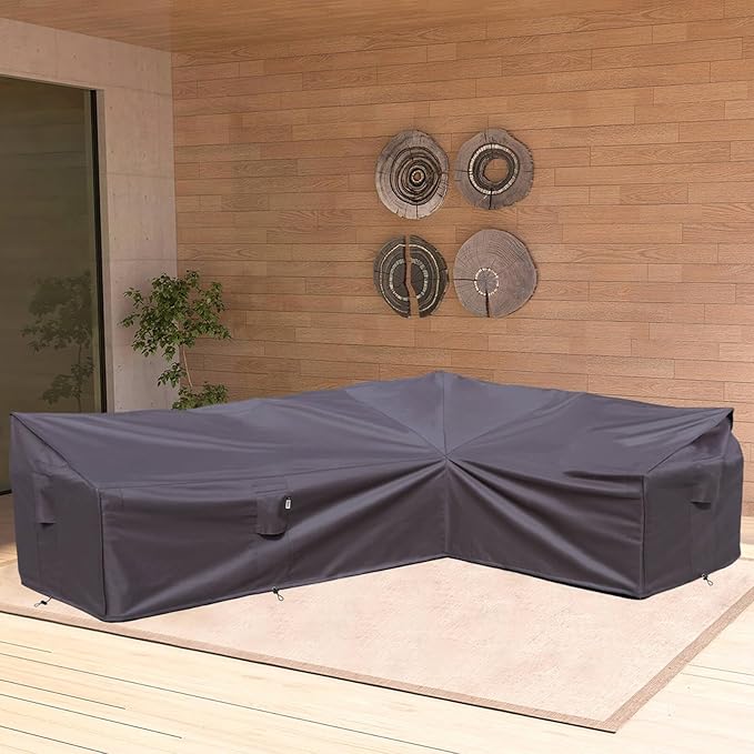 Heavy Duty Outdoor Sectional Sofa Cover, 115"X83" L-Shaped Waterproof 600D Patio Sectional Cover, Lawn Patio Furniture Protector(Storm Grey, L-Shaped-Right Facing-115 x83)