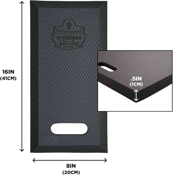 Ergodyne ProFlex 376 Kneeling Pad, Lightweight Kneeling Mat, Thin Foam Knee Cushion, Small, 8" x 18" x 0.5", Black