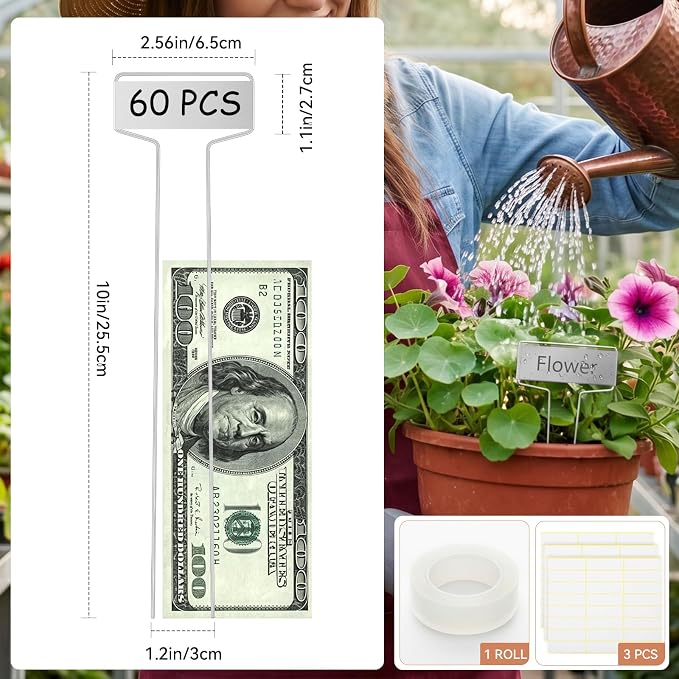 Greaner Zinc Plant Tags 30PCS, 2.6" x 10" Garden Marker for Plants, Metal Garden Tags for Indoor Outdoor(10 Inch High, Silver)