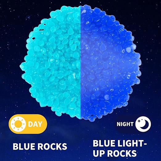 15000 Pcs Glow in The Dark Rocks Glowing Stones Glowing Fish Tank Pebbles Luminous Stone Glowing Stones for Garden Outdoor Patio Yard Landscaping Aquarium (Dark Blue)