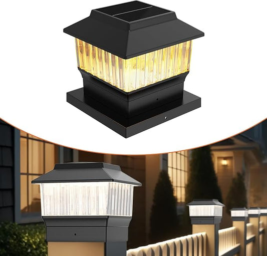 Single Solar Post Cap Light - Modern #1: Fits True 4x4 Vinyl, 4x4 & 6x6 Wood Posts, 3 Color Temp, 50 Lumen Waterproof Outdoor Lights for Deck Fence, Matte Black