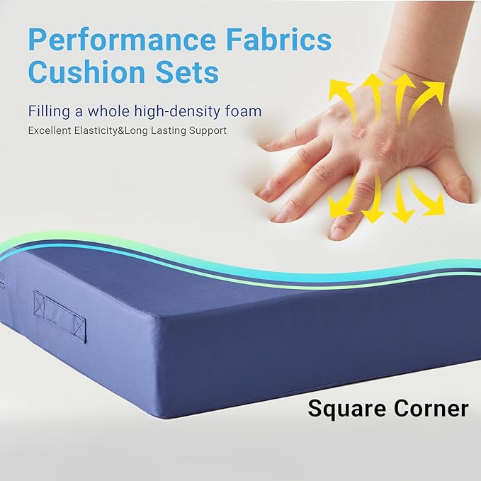 IPYNBAP Outdoor Cushions for Patio Furniture,Outdoor Seat Cushion Set 24 x 24 x 4 Inch,Waterproof & Fade Resistant Outdoor Chair Cushions,Deep Patio Chair Cushion with Removable Cover,Navy Blue