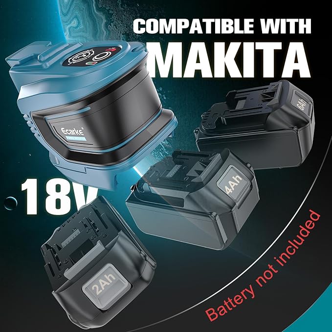 200W Power Inverter for Makita 18V Battery, DC 18V to AC 110-120V Battery Inverter, Portable Power Station Generator, Charger Adapter Powered Outlet with 2 USB Ports & 1 Type-C & 1 AC Outlet