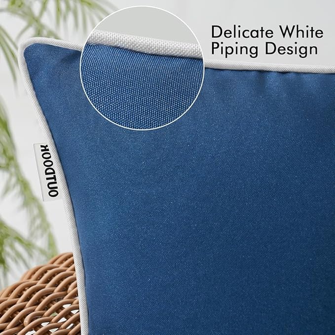 MIULEE Pack of 2 Outdoor Waterproof Pillow Covers Decorative Lumbar Throw Pillows Solid Color Farmhouse Couch Cushion Covers for Patio Tent Bed Sofa Living Room 12x20 Inch Navy Blue