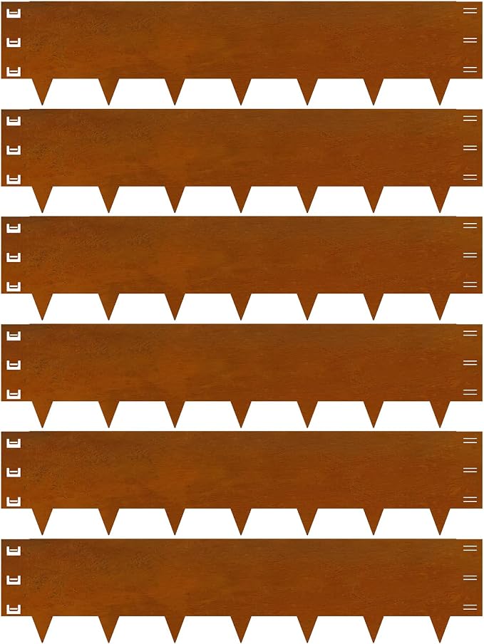 Cor-Ten Steel Landscape Edging 12 Inch,20Ft 6-Pack Rust-Resistant Metal Landscape Edging,Steel Edging for Landscaping,Yard,Garden,Lawn