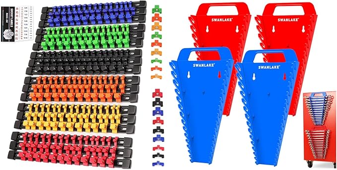 SWANLAKE GARDEN TOOLS Bundled Products-2 Items: 18PCS Socket Organizer & 2PCS 60 Slots Wrench Organizer