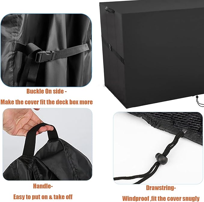 Outdoor Storage Box Cover，Waterproof Resin Storage Bin Cover Deck Box Covers-46.06"L x 21.06"W x 21.65"H