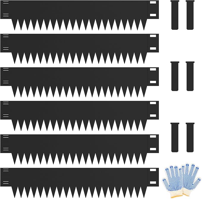 10 Inch Metal Landscape Edging, 40" L x 10" H Garden Edging - Bendable Metal Edging with 6 Clips Edging for Landacaping Lawn Yard (20Ft Total, Black)