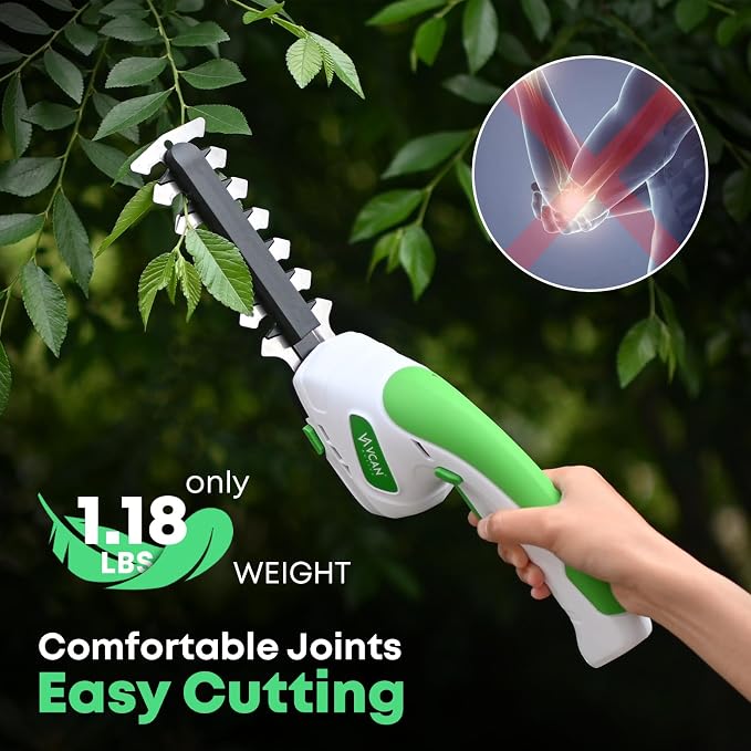 2-in-1 Cordless Hedge Trimmer, Handheld Hedge Trimmer & Cordless Grass Shear with 2.0Ah Rechargeable Battery and Type-C Cable – Electric Grass Trimmer for Garden, Yard, and Lawn