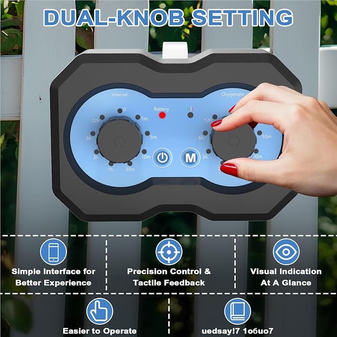 Solar Oxygen Pump for Pond, Solar Air Pump with Timer, Pond Aerator, Bubble Adjuster, 2 Modes for Small Fish Tank Hydroponics