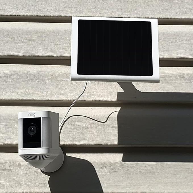 6W Solar Panel Charger for Ring Camera, Compatible with Ri ng Stick Up Camera and Ring Spotlight Plus/Pro Camera Battery, Waterproof (White 2Pack)