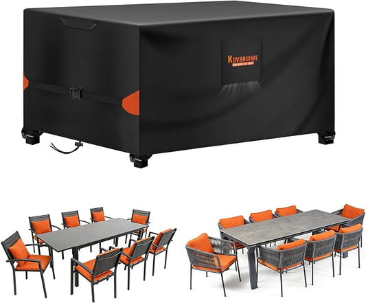Kovshuiwe 54" Lx54 Wx28 H Patio Furniture Covers, 600D Oxford, | Waterproof, Tear-Resistant, Table and Chair Set Cover withFastener Windproof Buckle Straps, Heavy Duty