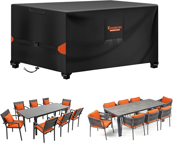 Rectangular Patio Table Cover 72"Lx36"Wx28"H, 600D Waterproof Oxford Cloth | Garden Furniture Covers for Shade and Rain Protection Fits Outdoor Dining Table and Chairs Furniture
