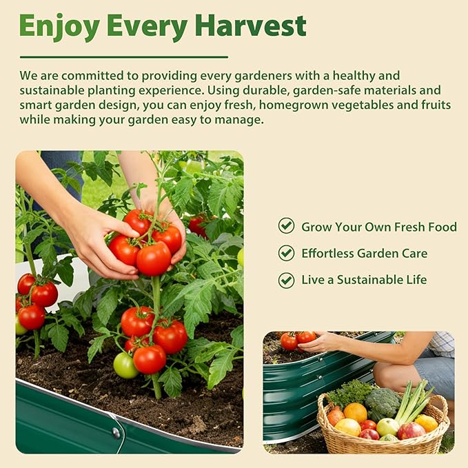 Galvanized Raised Garden Bed for Gardening, 4x4x1ft Large Square Metal Planter Boxes Outdoor for Vegetable,Flower,Herb,Modular Above Ground Growing Container,Green,Easy Assembly