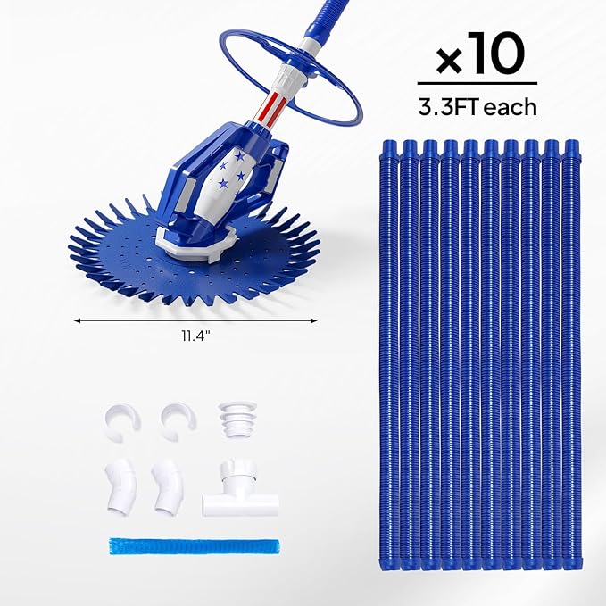 VINGLI Pool Vacuum Cleaner Automatic Sweeper Swimming Pool Creepy Crawler Vacuum with 33FT Hoses (Blue Star)