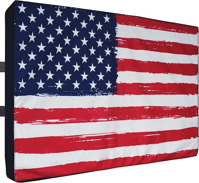 Outdoor TV Cover 48, 49, 50 inch - WITH ZIPPER, Weatherproof and Waterproof 360 degrees protection, 600D Heavy Duty Fabric – American Flag