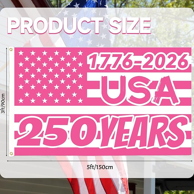 America's 250th Anniversary Flag, 3 Ply Year American Anniversary Flag- Double Sided, 3x5 Ft, 250 Years Birthday Patriotic Decor for Outdoor, Front Door, Porch, Wall (A3)