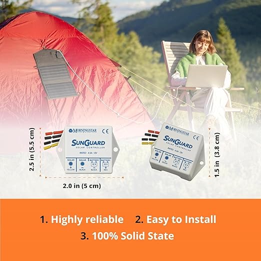 Morningstar Sunguard 4.5A PWM Solar Charge Controller (SG-4) - Intelligent Solar Panel Regulator. Supports 12V Batteries, Outdoor Rated, Highly Reliable and Easy to Install - Designed in the USA