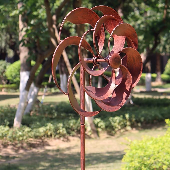 Metal Wind Spinner Willow Leaves for Patio Lawn Outdoor Yard Lawn Garden | 360 Degrees, Swivel Classical Design, 63x13 inches