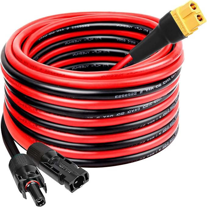 MOOKEERF Solar to XT60 Extension Cable 10AWG 10FT Solar Connector to XT60 Adapter Cable for Solar Panel to Portable Power Station Solar Generator Battery Pack