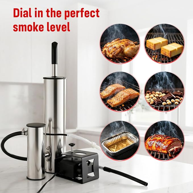 Electric Cold Smoker Generator for Any Grill, Upgraded Dual-Tube Smoker Tube, 304 Stainless Steel Pellet Smoke Tube, Clean Smoke Design Reduces Tar & Bitter Taste, Anti-Scald Handle for BBQ, Camping