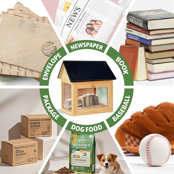 Little Library, Outdoor Library Book Box for Sharing Books, Wood DIY Storage Cabinet Easy Mount Neighborhoods Community and Schools