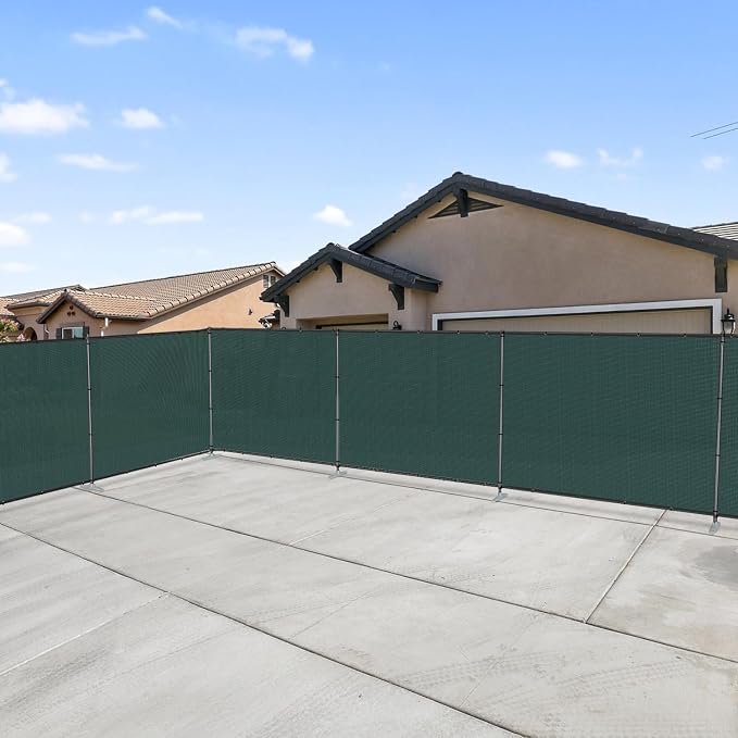 Patio 6' x 31' Outdoor Privacy Screen Freestanding Temporary Fence Panels Net Cover with Metal Poles for Outside Backyard Pool Garden Air Conditioner Fencing, Green