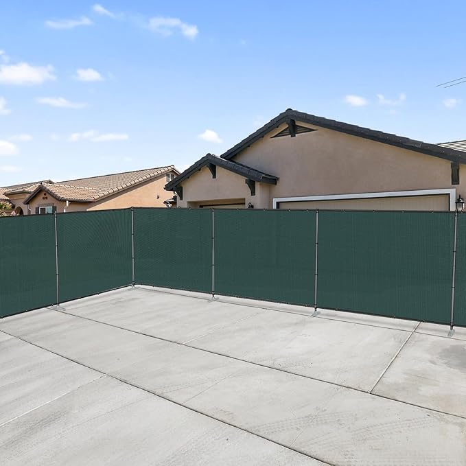 Patio 5' x 5' Outdoor Privacy Screen Freestanding Temporary Fence Panels Net Cover with Metal Poles for Outside Backyard Pool Garden Air Conditioner Fencing, Green