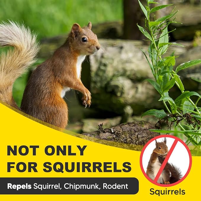 Squirrel Repellent Outdoor, Natural Chipmunk Repellent, Mint Repel Squrriels and Chipmunks from Gardens, Patios, Garages and Bird Feeders, Covers Up to 120 sq ft - 3 Packs