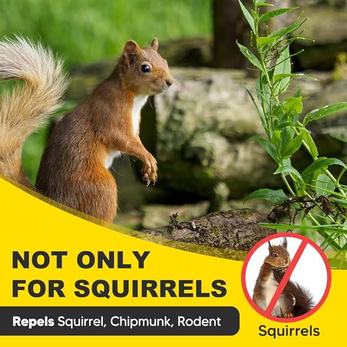 Squirrel Repellent Outdoor, Squirrel Deterrent for Garden, Chipmunk Repellent Outdoor, Squirrel Away, Squirrel Repellent for Attic/Trees/Yard,People/Pet/Plant Friendly, 90 Days Protection - 8 Packs