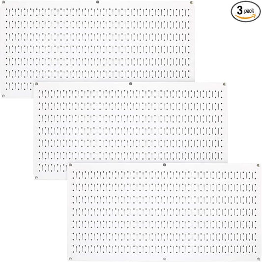 Wall Control Pegboard Value Pack - (3) Pack of Wall Control 16-Inch Tall x 32-Inch Wide Horizontal White Metal Wallboards for Home & Garage Tool Storage Organization (White Pegboard)