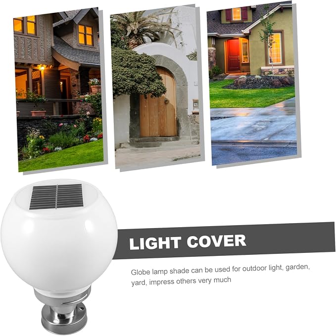SOLUSTRE Solar Wall Pillar Lamp Outdoor 10.03X7.87In Round Ball Led Post Light Waterproof Solar Powered Landscape Lighting for Garden Patio Fence