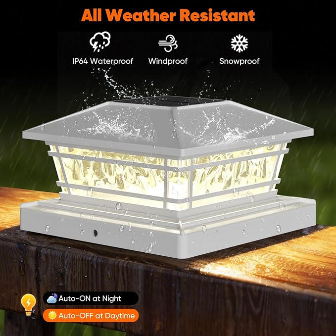 Solar Post Cap Lights White with 8 RGB Solid Colors & Color Changing, 8 Pack Solar Vinyl Fence Post Cap Lights for Porch Yard Garden，Deck Post Lights Waterproof for 4x4 5x5 6x6 Vinyl/Wooden Posts