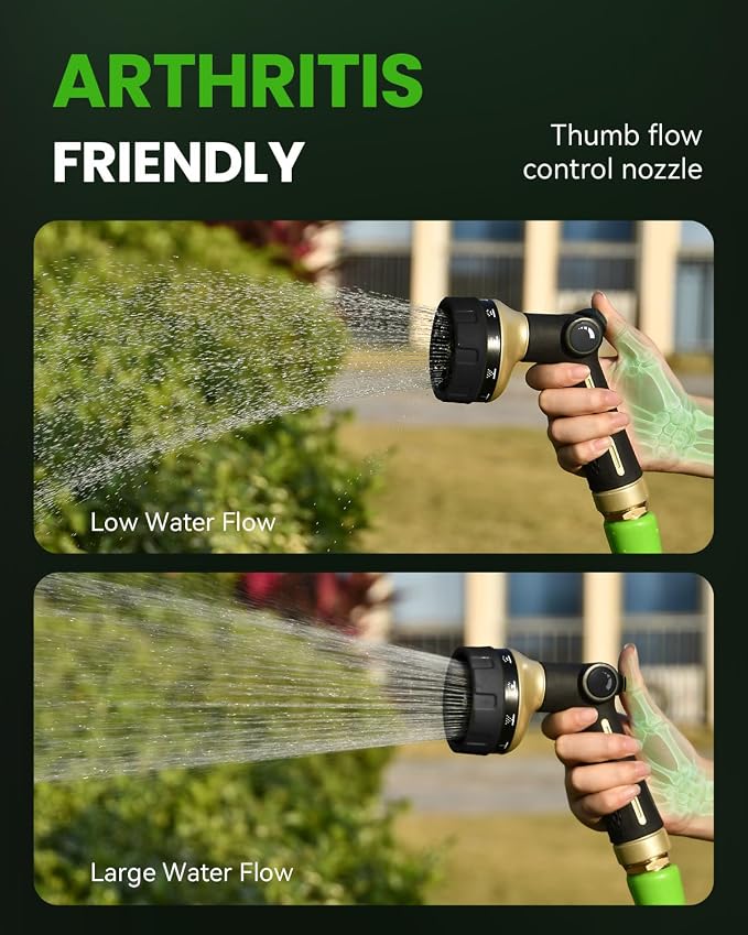 RAINPOINT Watering Wand, 16 Inch Metal Garden Hose Wand with 100% Metal Thumb Control Spray Nozzles for Garden Hose High Pressure, 10 Patterns