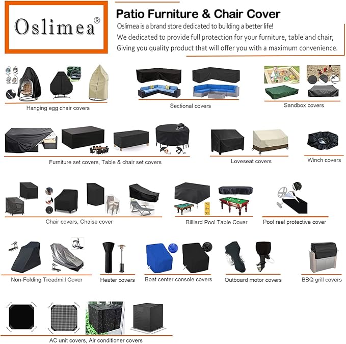 Oslimea Patio V-Shaped Sectional Sofa Cover 85" x 85" 600D Heavy-Duty Patio Furniture Cover Garden Couch Protector for Deck, Lawn and Backyard