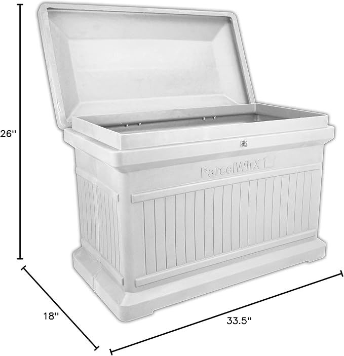 RTS Home Accents ParcelWirx Premium Horizontal Storage Cabinet/Lockable Package Delivery Box with Hinged Lid, Slate Grey