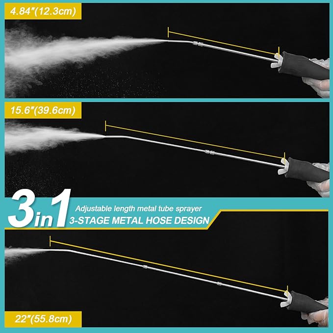 Sbestily Diatomaceous Earth Powder Duster, Extendable Long Tubes from 5'' to 22'', Garden and Indoor, Large Bulb Handheld Insect Treatment Spreader Applicator, Puffer, Spray Bottle