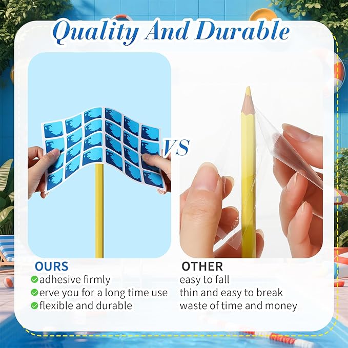 Yexiya 6 Pcs PVC Pool Repair Patches 8.45x5.51 Inch - Heavy-Duty Vinyl Adhesive Patch Kit for Above Ground Pools, Air Mattress, Inflatable Boats, Tents(Plaid,Blue)